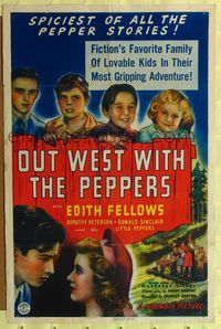 7k546 OUT WEST WITH THE PEPPERS 1sh '40 fiction's favorite family of lovable kids!