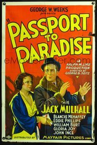 7k558 PASSPORT TO PARADISE 1sh '32 Jack Mulhall & Blanche Mehaffey travel around the world!