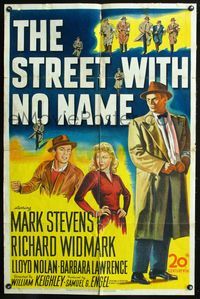 7k724 STREET WITH NO NAME 1sh '48 Richard Widmark, Mark Stevens, film noir!