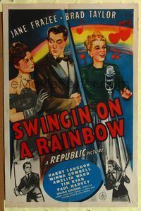 7k730 SWINGIN' ON A RAINBOW 1sh '45 Jane Frazee, Brad Taylor, great art of radio stars!