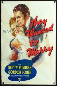 7k757 THEY WANTED TO MARRY 1sh '37 art of pretty Betty Furness w/Gordon Jones!