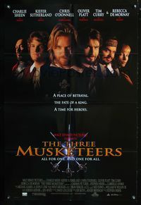 7k766 THREE MUSKETEERS DS 1sh '93 Walt Disney, Charlie Sheen, Kiefer Sutherland, Chris O'Donnell!