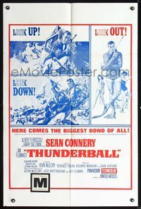 7k771 THUNDERBALL military 1sh '65 art of Sean Connery as secret agent James Bond 007!