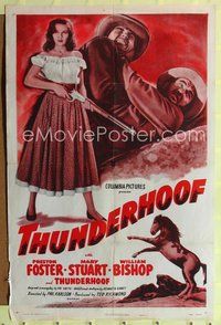 7k772 THUNDERHOOF 1sh R53 Preston Foster, Mary Stuart with gun, cool wild stallion artwork!