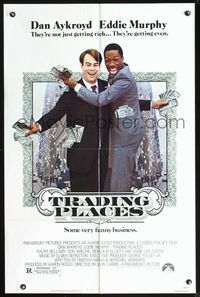 7k792 TRADING PLACES 1sh '83 Dan Aykroyd & Eddie Murphy are getting rich & getting even!