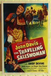 7k794 TRAVELING SALESWOMAN 1sh '49 full-length Joan Davis + Andy Devine & Adele Jergens!