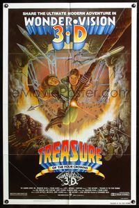 7k797 TREASURE OF THE FOUR CROWNS 1sh '83 Italian 3-D, Aron Kincaid action art!