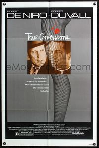 7k803 TRUE CONFESSIONS 1sh '81 priest Robert De Niro, detective Robert Duvall & sexy leg!