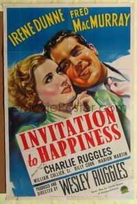 7s510 INVITATION TO HAPPINESS style A signed 1sh '39 by Fred MacMurray, art with Irene Dunne!