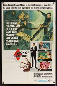 7s522 JACK OF DIAMONDS 1sh '67 George Hamilton steals jewels & sexy women from Paris to New York!