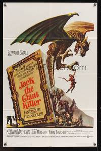 7s523 JACK THE GIANT KILLER 1sh '62 Kerwin Mathews, Judi Meredith, wild fantasy art!