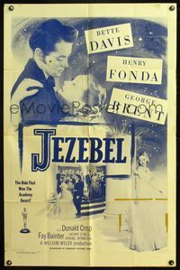 7s532 JEZEBEL 1sh R56 Bette Davis, Henry Fonda, George Brent, directed by William Wyler!