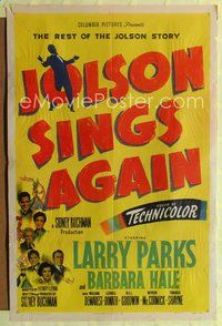 7s534 JOLSON SINGS AGAIN 1sh '49 Larry Parks as Al w/Barbara Hale in the rest of the story!