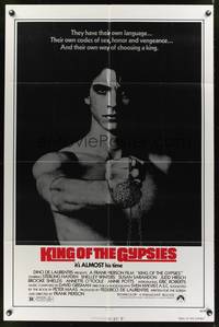 7s539 KING OF THE GYPSIES 1sh '78 creepy close up of Eric Roberts in his first leading role!