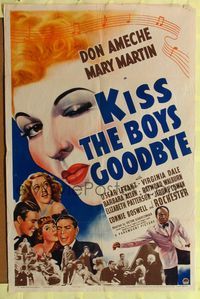 7s544 KISS THE BOYS GOODBYE style A 1sh '41 great sexy art of winking Mary Martin looking over cast