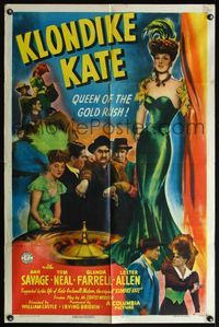 7s547 KLONDIKE KATE 1sh '43 directed by William Castle, sexy Ann Savage & Tom Neal!