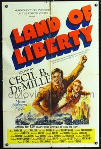 7s558 LAND OF LIBERTY 1sh '39 Cecil B. DeMille's patriotic epic of U.S. history w/139 famed stars!