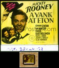 7t122 YANK AT ETON glass slide '42 American Mickey Rooney at English university wearing top hat!