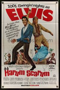 7y397 HARUM SCARUM 1sh '65 rockin' Elvis Presley, Mary Ann Mobley, 1001 Swingin' nights!