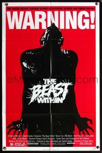 8b189 BEAST WITHIN 1sh '82 Philippe Mora, graphic and violent horror, great art design!