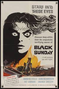 8b199 BLACK SUNDAY  1sh '61 Mario Bava, deep in this demon's eyes is a hidden unspeakable secret!