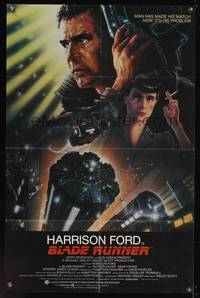 8b201 BLADE RUNNER int'l 1sh '82 Ridley Scott sci-fi classic, art of Harrison Ford by John Alvin!