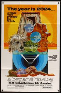 8b208 BOY & HIS DOG 1sh '75 Robert Tanenbaum sci-fi art, Don Johnson w/sexy half-dressed babe!