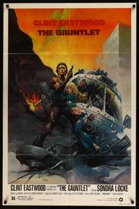 8b323 GAUNTLET  1sh '77 great art of Clint Eastwood & Sondra Locke by Frank Frazetta!