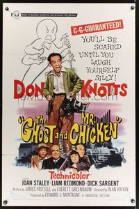 8b324 GHOST & MR. CHICKEN 1sh '65 scared Don Knotts fighting spooks, kooks, and crooks!