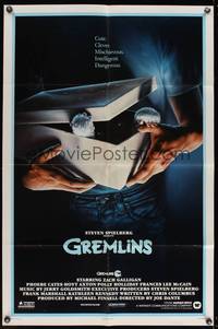 8b337 GREMLINS advance 1sh '84 cute, clever, mischievous, dangerous, Joe Dante Xmas horror comedy!