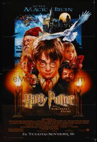 8b341 HARRY POTTER & THE PHILOSOPHER'S STONE advance 1sh '01 cool cast montage art by Drew Struzan!