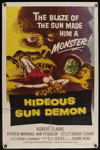 8b350 HIDEOUS SUN DEMON 1sh '59 the blaze of the sun made Robert Clarke a monster!