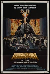 8b361 HOUSE OF WAX  1sh R81 different 3-D art of killer over audience by Larry Salk!