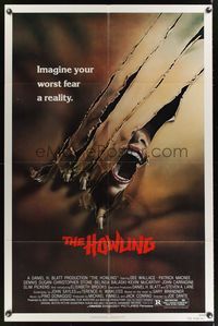 8b363 HOWLING 1sh '81 Joe Dante, cool image of screaming female attacked by werewolf!