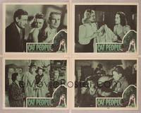 8b916 CAT PEOPLE 4 LCs R57 directed by Jacques Tourneur, sexy Simone Simon, horror!