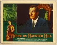 8b093 HOUSE ON HAUNTED HILL  LC #5 '59 best super close up of Vincent Price seated in chair!