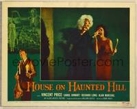 8b095 HOUSE ON HAUNTED HILL  LC #8 '59 woman screams at crazy white-haired female monster!