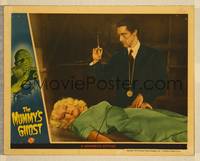 8b114 MUMMY'S GHOST LC '44 crazy John Carradine with hypodermic standing over sexy girl on table!