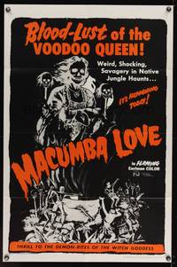 8b413 MACUMBA LOVE 1sh R68 June Wilkinson, cool horror art, blood-lust of the voodoo queen!