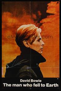 8b418 MAN WHO FELL TO EARTH teaser 1sh '76 Nicolas Roeg, David Bowie close up profile!