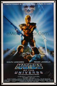 8b423 MASTERS OF THE UNIVERSE 1sh '87 great image of Dolph Lundgren as He-Man!