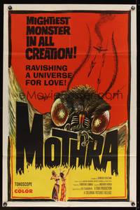 8b435 MOTHRA  1sh '62 Mosura, Toho, Ishiro Honda, ravishing a universe for love, cool monster art!