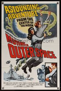 8b437 MUTINY IN OUTER SPACE 1sh '64 wacky sci-fi, astounding adventure from the moon's center!