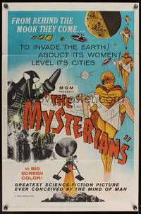 8b438 MYSTERIANS MGM 1sh '59 Ishiro Honda, they're abducting Earth's women & leveling its cities!