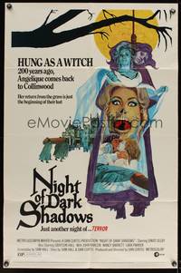 8b441 NIGHT OF DARK SHADOWS 1sh '71 wild freaky art of the woman hung as a witch 200 years ago!