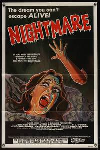 8b445 NIGHTMARE  1sh '81 wild cartoony horror image, the dream you can't escape ALIVE!