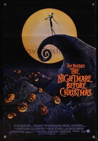 8b446 NIGHTMARE BEFORE CHRISTMAS DS 1sh '93 Tim Burton, Disney, great horror cartoon image!