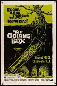 8b452 OBLONG BOX 1sh '69 Vincent Price, Christopher Lee, Edgar Allan Poe, cool horror art!