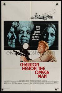 8b454 OMEGA MAN 1sh '71 Charlton Heston is the last man alive, and he's not alone!