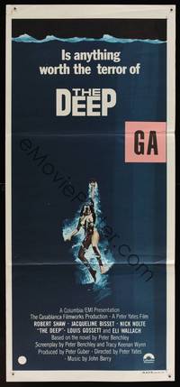 8c282 DEEP Aust daybill '77 great art of sexy swimming scuba diver Jacqueline Bisset!